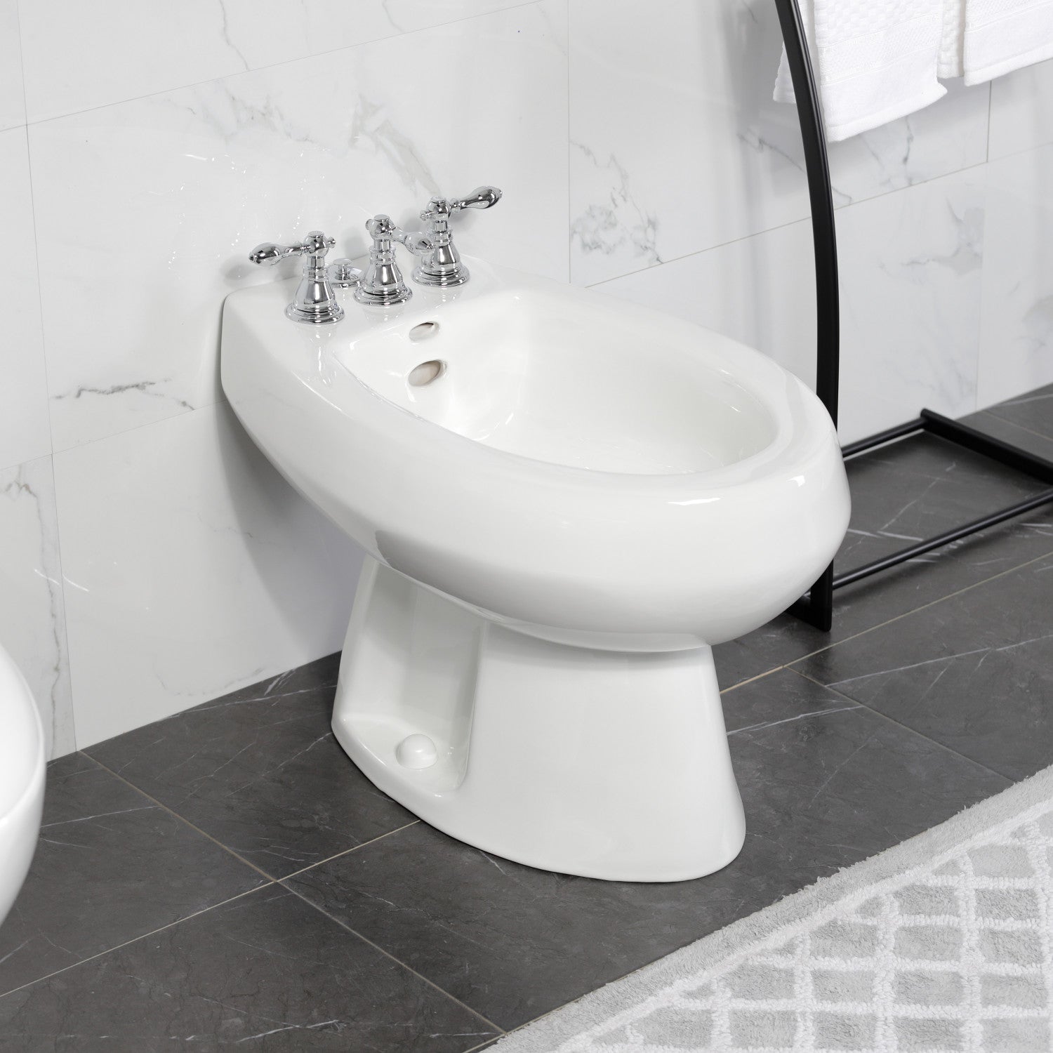 Kingston Heirloom KB321ACL - American Classic Three-Handle Deck Mount Vertical Spray Bidet Faucet with Brass Pop-Up, Polished Chrome — thumbnail 3